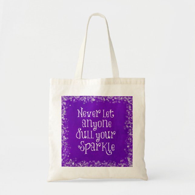 Bolso De Tela Purple Girly Inspiradora Sparkle Cita (Frente)