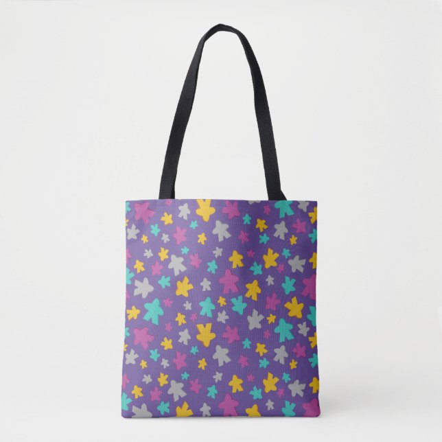 Bolso De Tela Purple Meeple Gamer (Anverso)