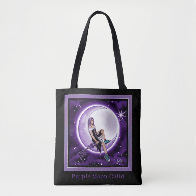 Bolso De Tela Purple Moon Child (Anverso)