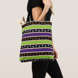 BOLSO DE TELA PURPLE NARANJA VERDE BLANCO NEGRO HALLOWEEN STRIPE
