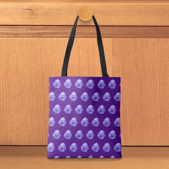 Bolso De Tela Purple Pansy Seamless Pattern Tote Bag (Tote bag with seamless pattern of a purple pansy)