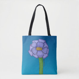 Bolso De Tela Purple Square Flower with Blue background