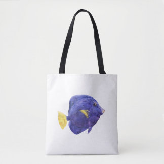Bolso De Tela Purple Tang Fish Watercolor Illustration