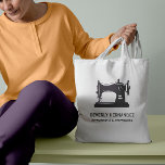 Bolso De Tela Purple Vintage Sewing Machine Seamstress<br><div class="desc">Elegant budget bag for tailors,  seamstresses,  fashion designers,  stylists,  and more featuring a vintage sewing machine illustration 
in purple aubergine color with two lines of custom text in white. 
Sewing machine color is editable!</div>
