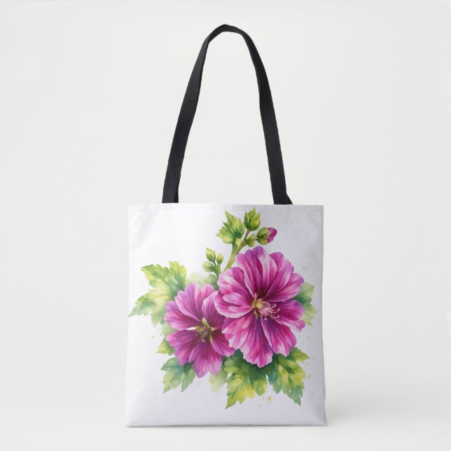Bolso De Tela Purple Watercolor Flower Illustration  (Anverso)