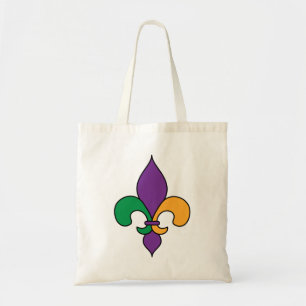 Bolso De Tela Púrpura Amarillo Verde Desfile de Mardi Gras Fleur