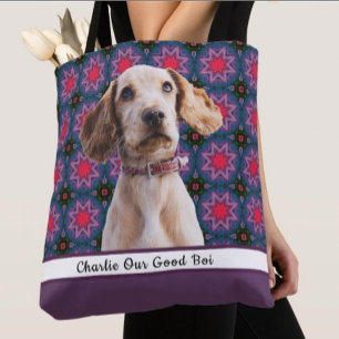 Bolso De Tela Púrpura Blue Cute Photo Gige Perro Mamá Abuela Lov