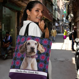 Bolso De Tela Púrpura Blue Cute Photo Gige Perro Mamá Abuela Lov