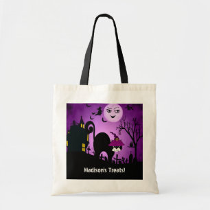 Bolso De Tela Púrpura bruja negra gata o trato
