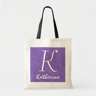 Bolso De Tela Púrpura con Monograma y Nombre Personalizado