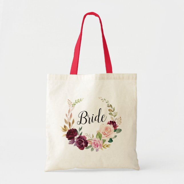 Bolso De Tela púrpura de ciruela y novia de melocotón Tote Bag (Frente)
