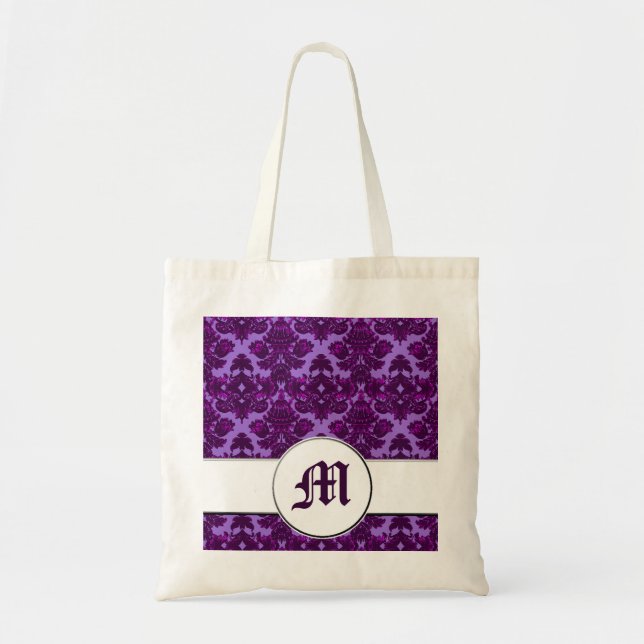 Bolso De Tela Púrpura de Damasco Clásico (Monograma) (Frente)