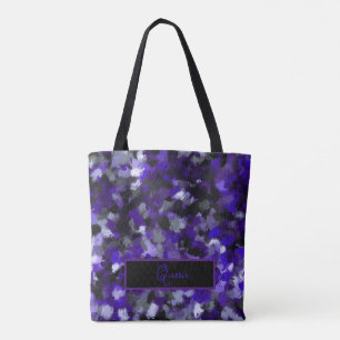 Bolso De Tela Púrpura, Gris, Negro y Azul Abstracto