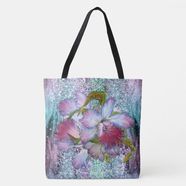 Bolso De Tela Púrpura Orquídea Orquídea Flora (Anverso)