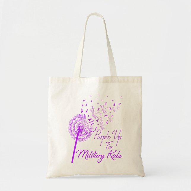 Bolso De Tela Púrpura para niños militares Dandelion - Mes (Frente)