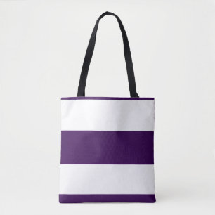 Bolso De Tela Púrpura Pastel Clásico + Rayas Blancas