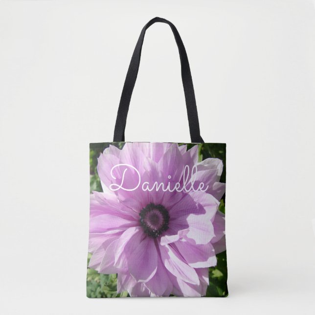 Bolso De Tela Púrpura Primavera rosa Floral Flores Damas Nombre  (Anverso)