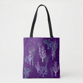 Bolso De Tela Púrpura profunda en el Tote Starry Woods