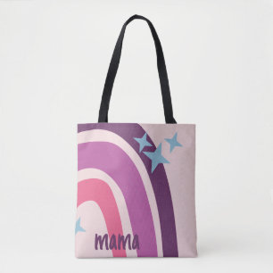 Bolso De Tela Púrpura rosa bohemio arco iris mamá personalizada