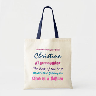 Bolso De Tela Púrpura rosada azul de la mejor ahijada del mundo