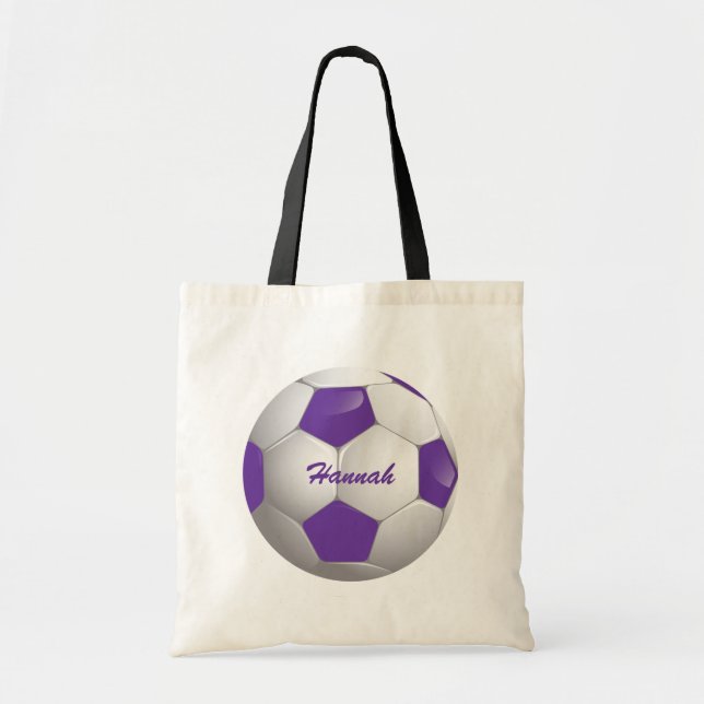 Bolso De Tela Púrpura y blanco adaptables del balón de fútbol (Frente)