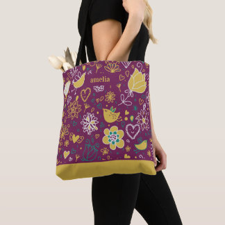 Bolso De Tela Púrpura y dorada Whimsy