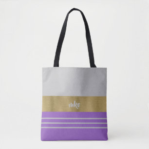 Bolso De Tela Púrpura y Gris con Clase