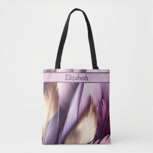 Bolso De Tela Púrpura y plumas de oro personalizadas