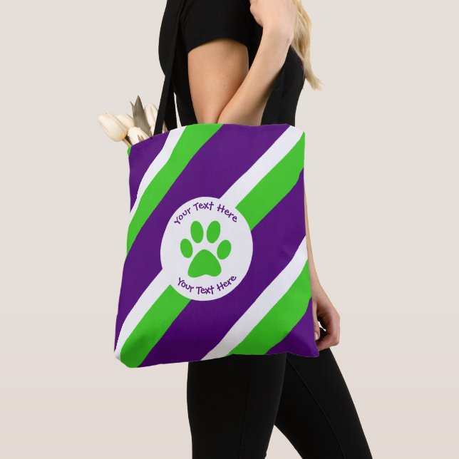 Bolso De Tela [Púrpura y verde] Bandas negrita (Detalle)