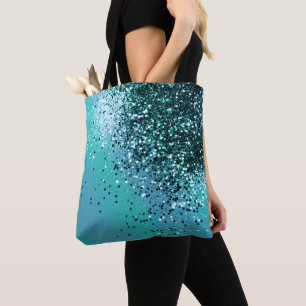 Bolso De Tela Purpurina Aqua Blue OCEAN #1 #brillante