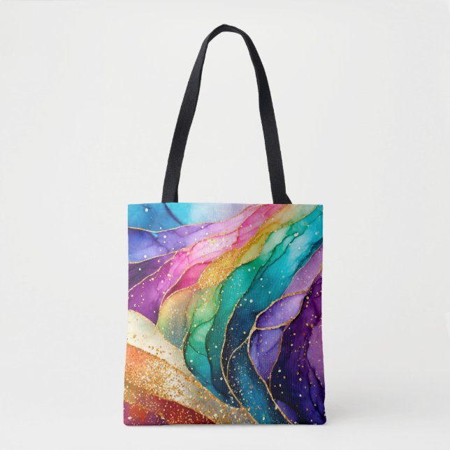 Bolso De Tela Purpurina arcoiris Tote Bag (Anverso)