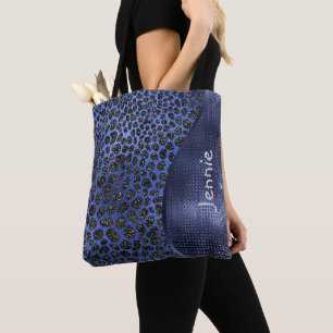 Bolso De Tela Purpurina azul Impresión animal Onda de vidrio Per