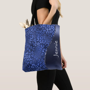 Bolso De Tela Purpurina azul Impresión animal Onda de vidrio Per
