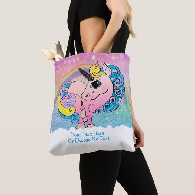 Bolso De Tela Purpurina azul púrpura de Ombre del arco iris (Detalle)