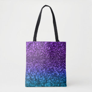 Bolso De Tela Purpurina azul verde azulado púrpura Bokeh de
