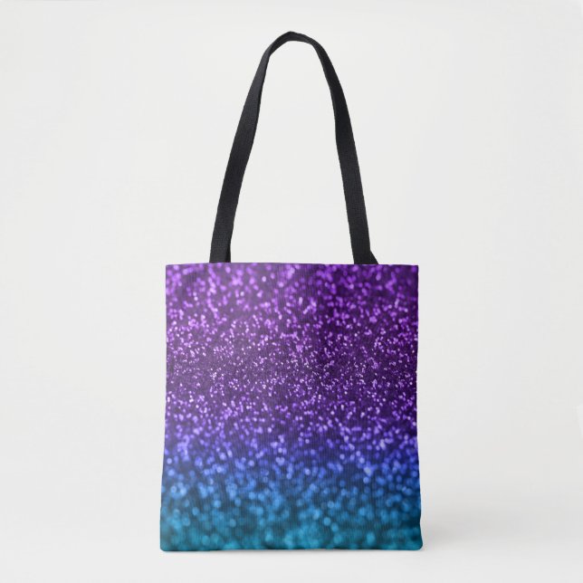 Bolso De Tela Purpurina azul verde azulado púrpura Bokeh de (Anverso)