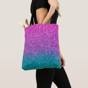 Bolso De Tela Purpurina brillante rosa turquesa azul y morado