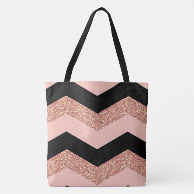 Bolso De Tela Purpurina Chevron (Anverso)