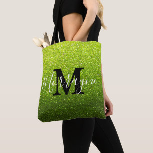 Bolso De Tela Purpurina de Chartreuse Ombre Sparkle Monograma me