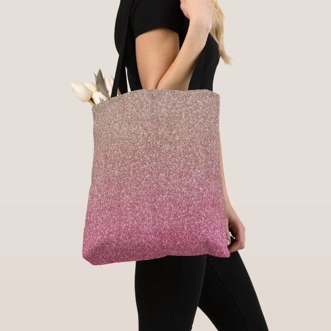 Bolso De Tela Purpurina de Faux Rosado de Bronce (Detalle)