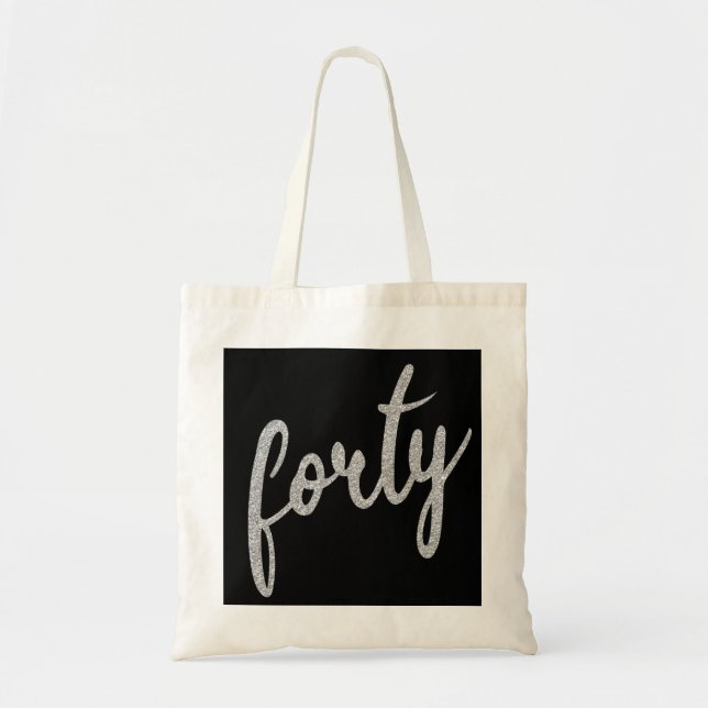 Bolso De Tela Purpurina de fiesta de cumpleaños "Cuarenta" de Si (Frente)