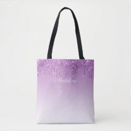 Bolso De Tela Purpurina de goteo morado personalizado
