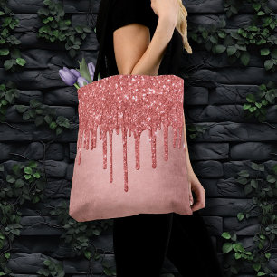 Bolso De Tela Purpurina de goteo   Naranja Terra Cotta Coral