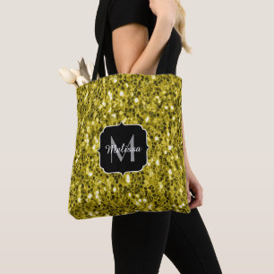 Bolso De Tela Purpurina de imitación amarillo oscuro chispas Mon