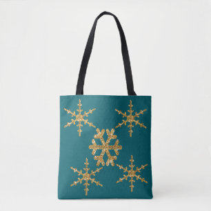 Bolso De Tela Purpurina de imitación de oro Snowflakes