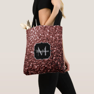 Bolso De Tela Purpurina de imitación rojo marrón brillante Monog