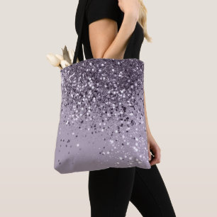 Bolso De Tela Purpurina de la dama de lavanda brillante.
