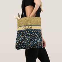 Purpurina de Leopardo de oro azul moderno personal