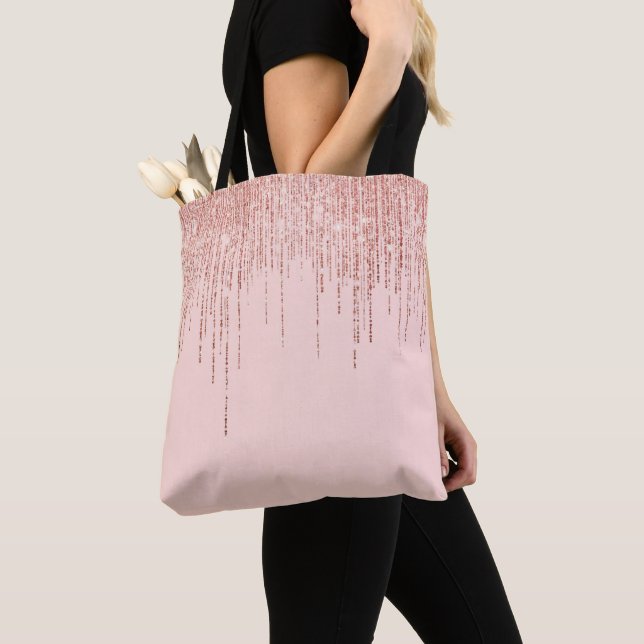 Bolso De Tela Purpurina de lujo Rosa Gold Sparkly (Detalle)