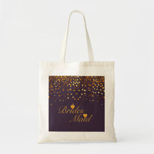 Bolso De Tela Purpurina de oro Corazón de fondo negro dama de ho